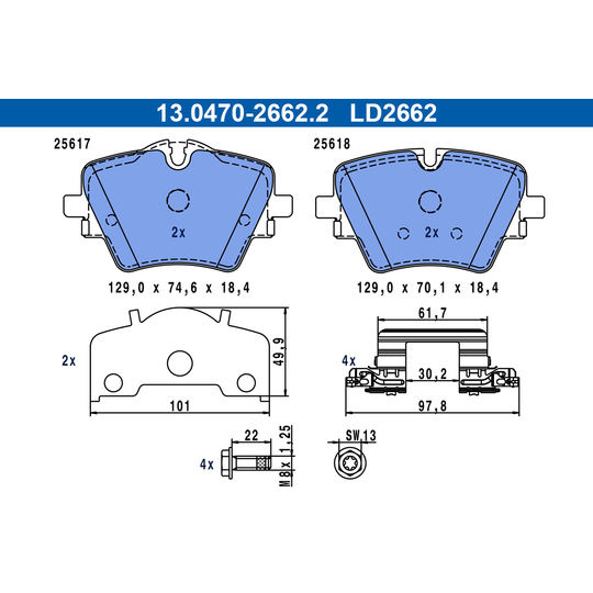 13.0470-2662.2 - Brake Pad Set, disc brake 