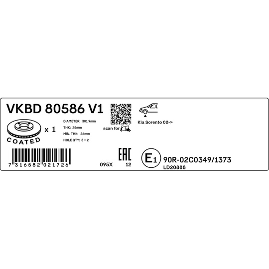 VKBD 80586 V1 - Brake Disc 