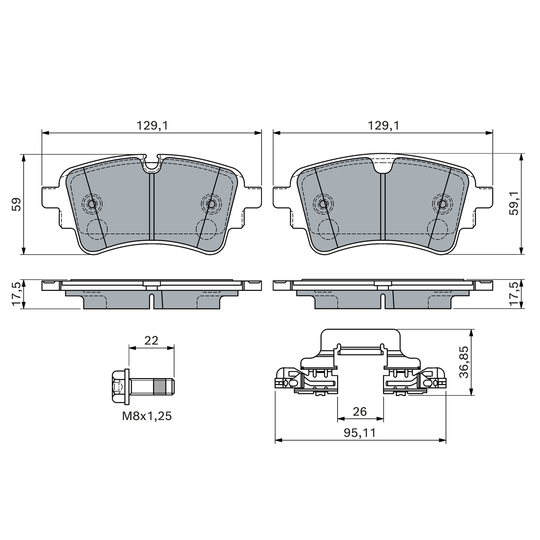 0 986 460 174 - Brake Pad Set, disc brake 