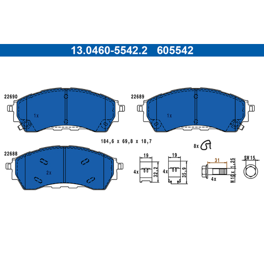 13.0460-5542.2 - Brake Pad Set, disc brake 