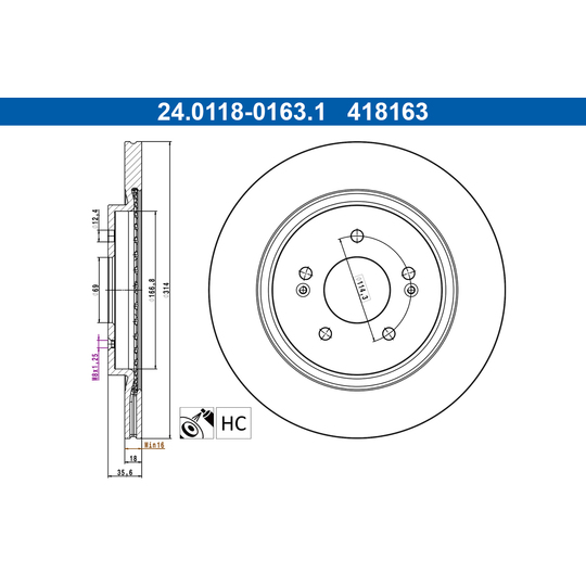 24.0118-0163.1 - Brake Disc 