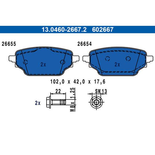 13.0460-2667.2 - Brake Pad Set, disc brake 