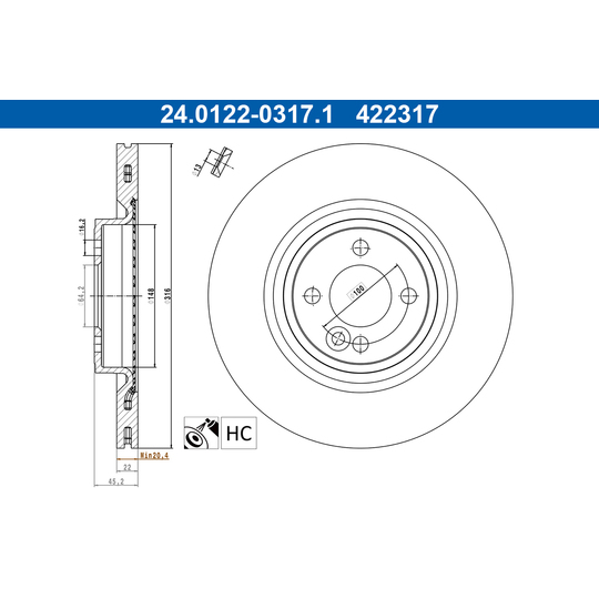 24.0122-0317.1 - Brake Disc 