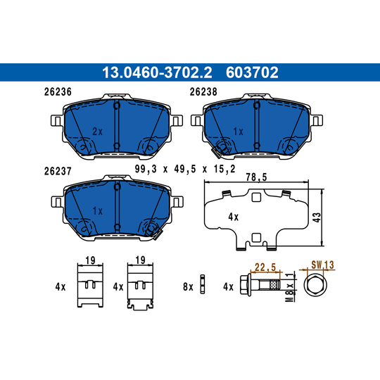 13.0460-3702.2 - Brake Pad Set, disc brake 