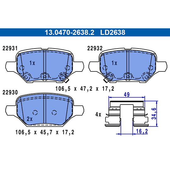 13.0470-2638.2 - Brake Pad Set, disc brake 