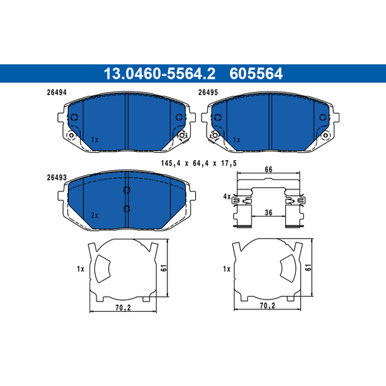 13.0460-5564.2 - Brake Pad Set, disc brake 