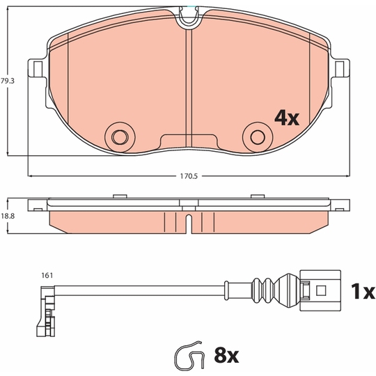 GDB2486 - Piduriklotsi komplekt, ketaspidur 