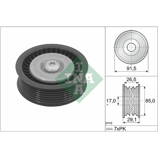 532 1181 10 - Deflection/Guide Pulley, v-ribbed belt 