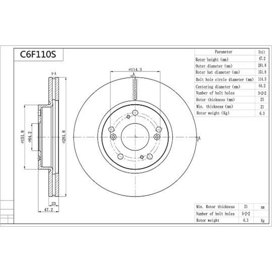 C6F110S - Brake Disc 