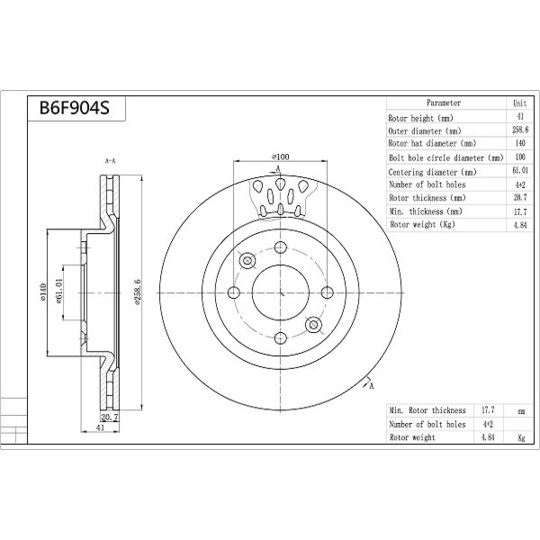 B6F904S - Brake Disc 