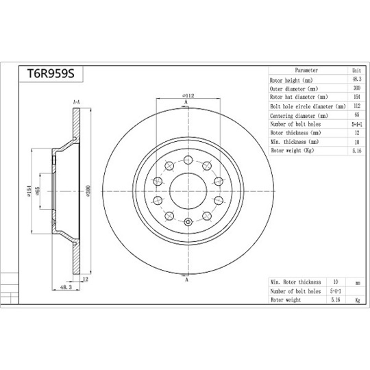 T6R959S - Brake Disc 