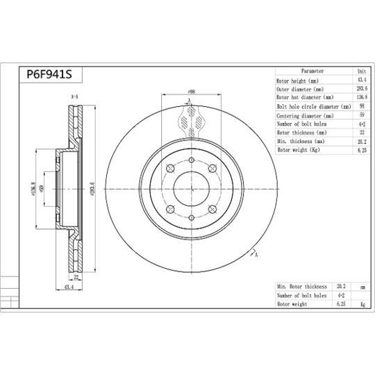 P6F941S - Brake Disc 