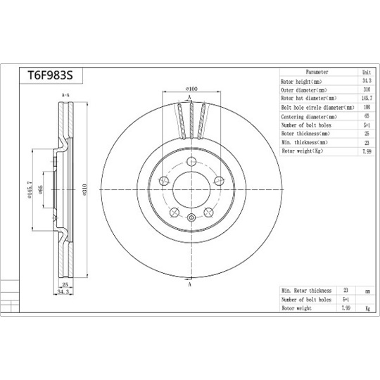 T6F983S - Brake Disc 