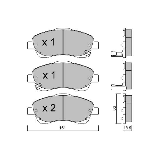 BPTO-1001 - Brake Pad Set, disc brake 