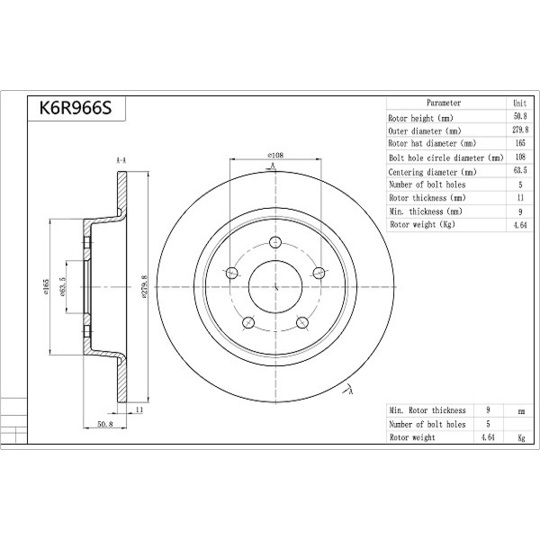 K6R966S - Brake Disc 