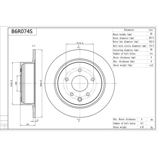 B6R074S - Brake Disc 