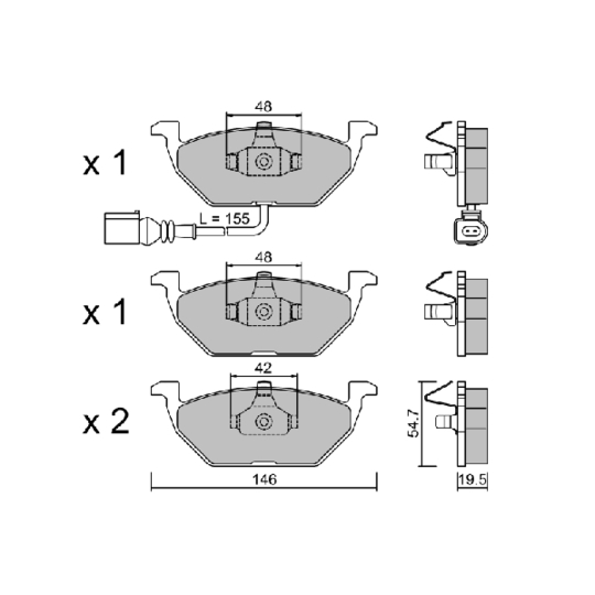 BPVW-1009 - Brake Pad Set, disc brake 