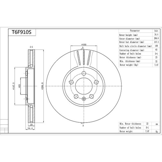 T6F910S - Brake Disc 