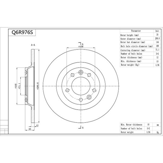 Q6R976S - Brake Disc 