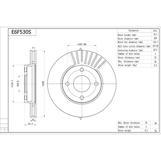 E6F530S - Brake Disc 