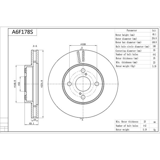 A6F178S - Brake Disc 