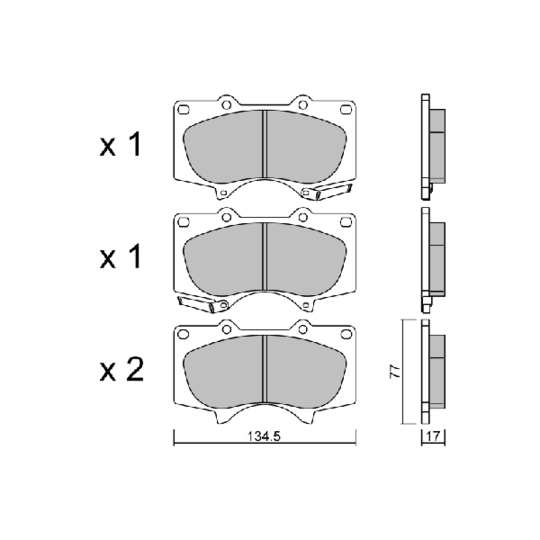 BPTO-1017 - Brake Pad Set, disc brake 