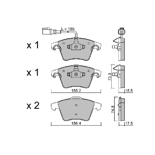 BPVW-1004 - Brake Pad Set, disc brake 
