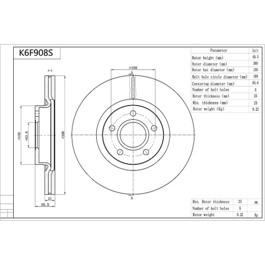 K6F908S - Brake Disc 