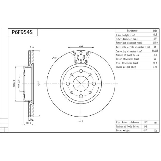 P6F954S - Brake Disc 
