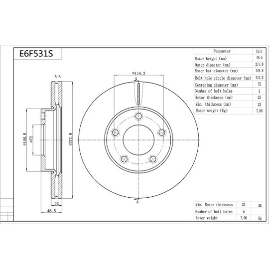 E6F531S - Brake Disc 