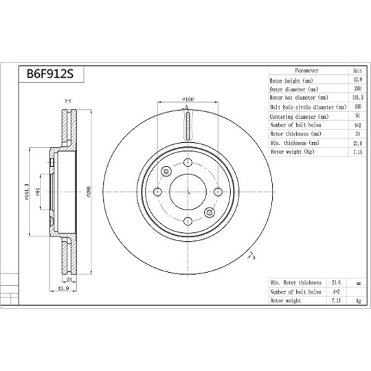 B6F912S - Brake Disc 