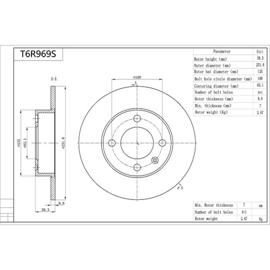 T6R969S - Brake Disc 