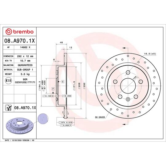 08.A970.1X - Brake Disc 