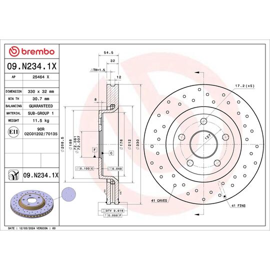 09.N234.1X - Brake Disc 