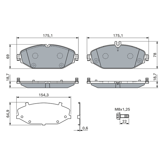 0 986 460 129 - Brake Pad Set, disc brake 