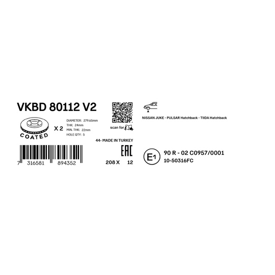 VKBD 80112 V2 - Brake Disc 