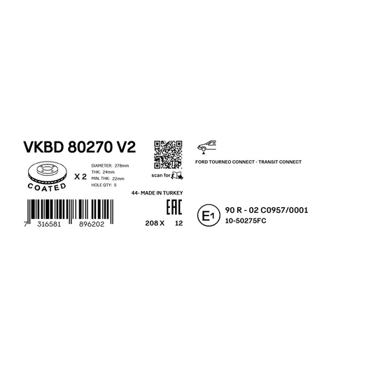 VKBD 80270 V2 - Brake Disc 