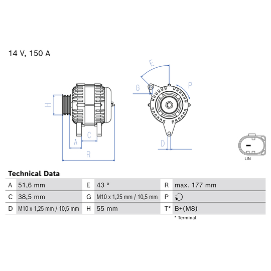 0 986 086 830 - Alternator 