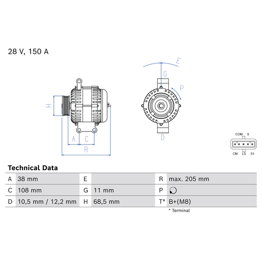 0 986 087 500 - Alternator 