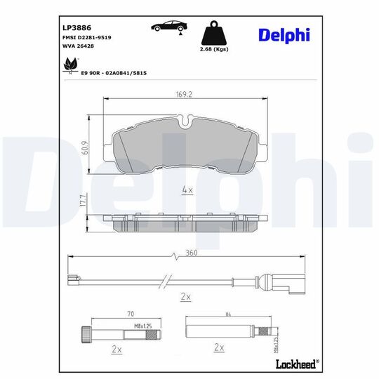 LP3886 - Brake Pad Set, disc brake 