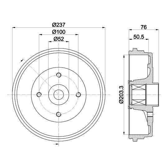 8DT 355 302-761 - Brake Drum 