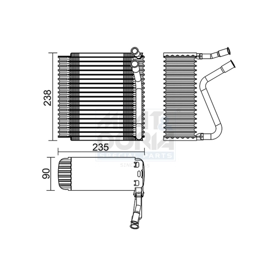 Evaporator, air conditioning