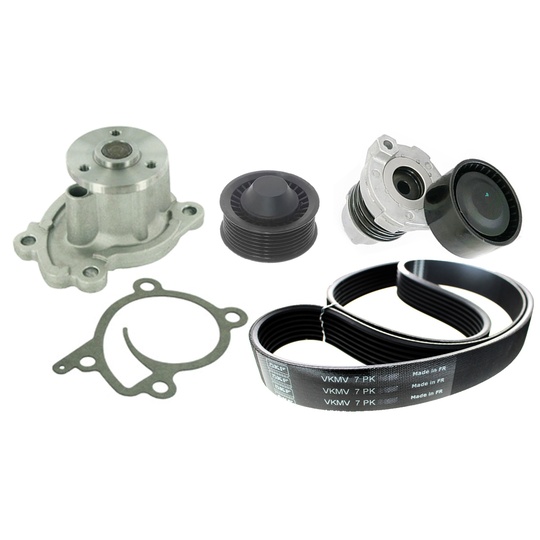 Water Pump + V-Ribbed Belt Set
