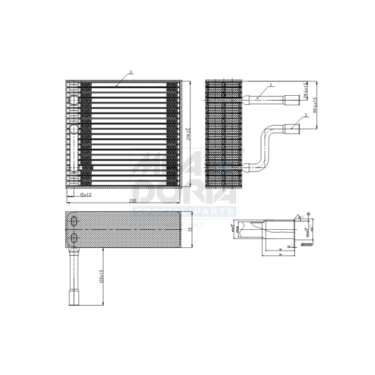 Evaporator, air conditioning
