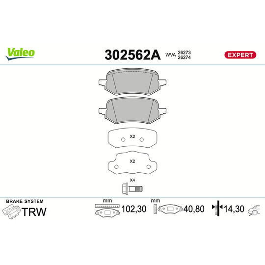 302562A - Brake Pad Set, disc brake 