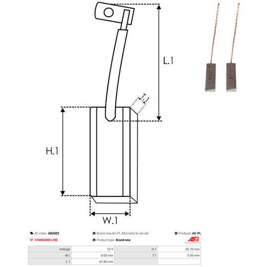 AB2002 - Carbon Brush, alternator 