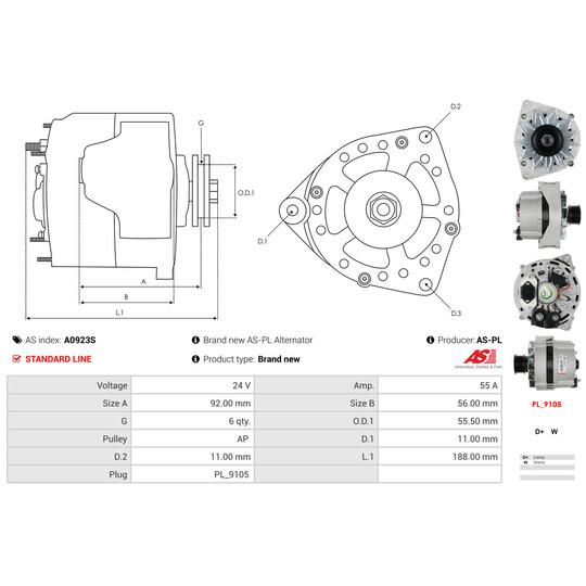 A0923S - Alternator 