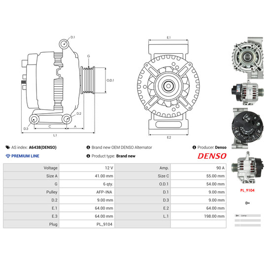 A6438(DENSO) - Alternator 